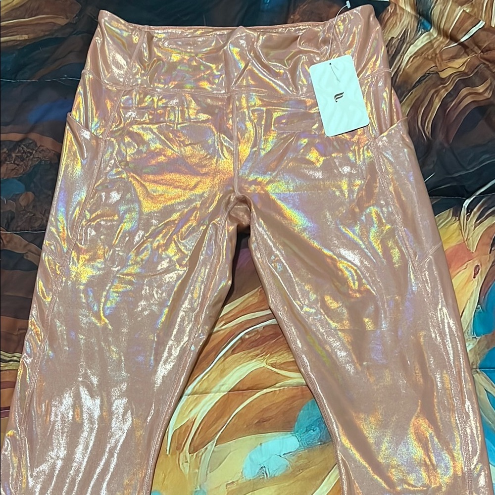 Fabletics Pink Holographic Leggings with Iridescent Shine